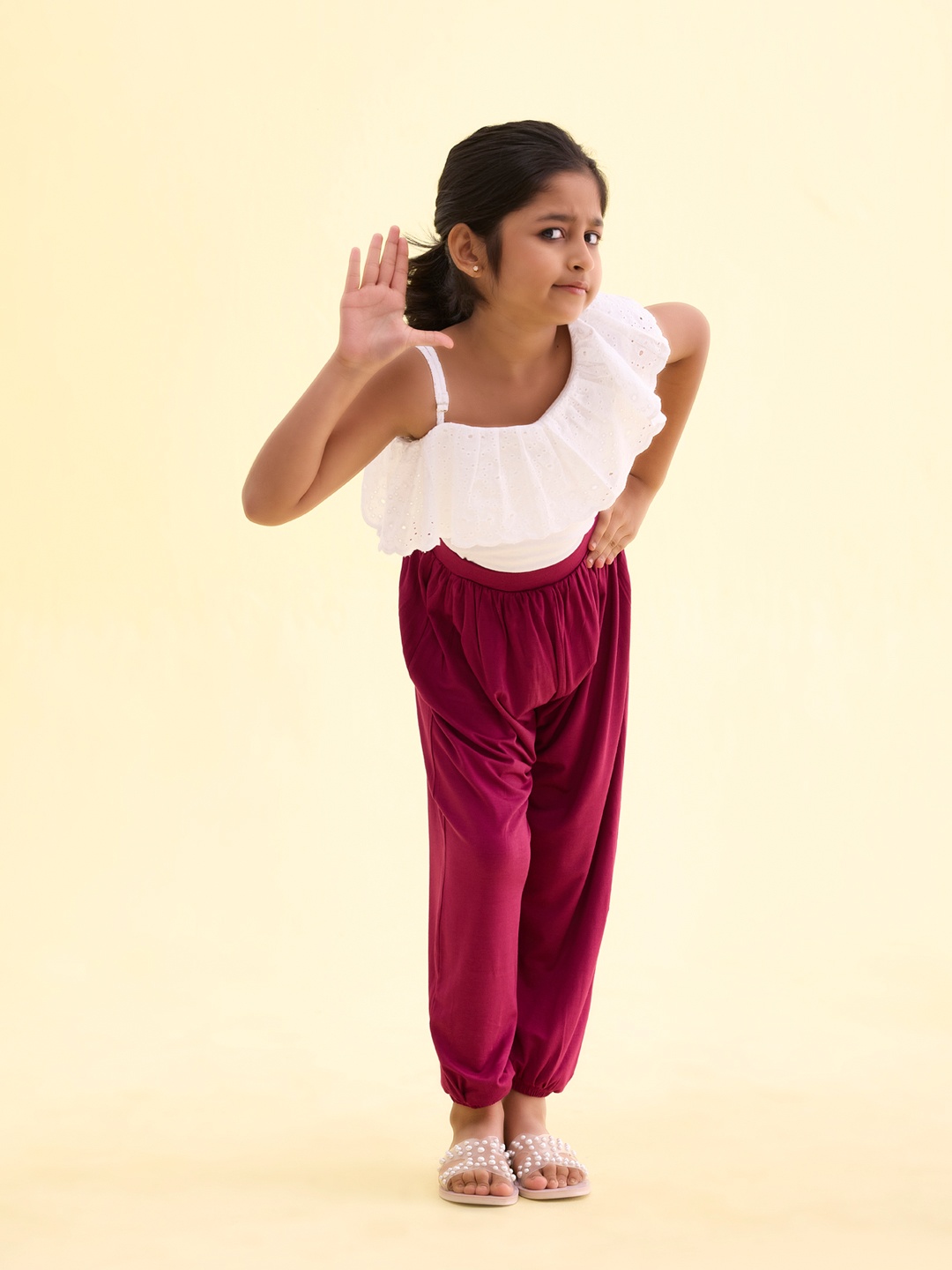 

Go Colors Girls Burgundy Solid Loose-Fit Harem Pants