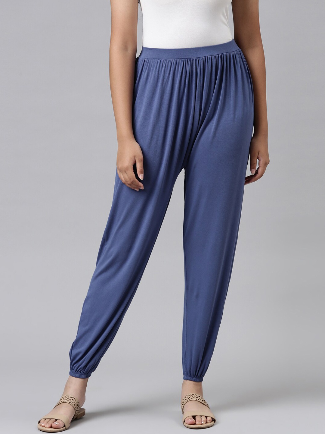 

Go Colors Women Blue Solid Relaxed Fit Harem Pants