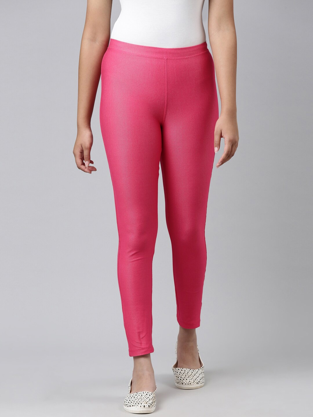 

Go Colors Girls Fuchsia Pink Solid Jeggings