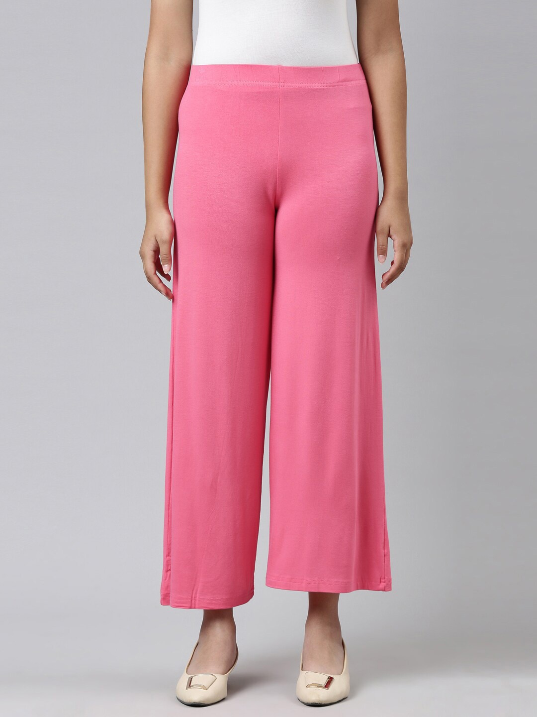 

Go Colors Girls Pink Solid Knit Palazzo