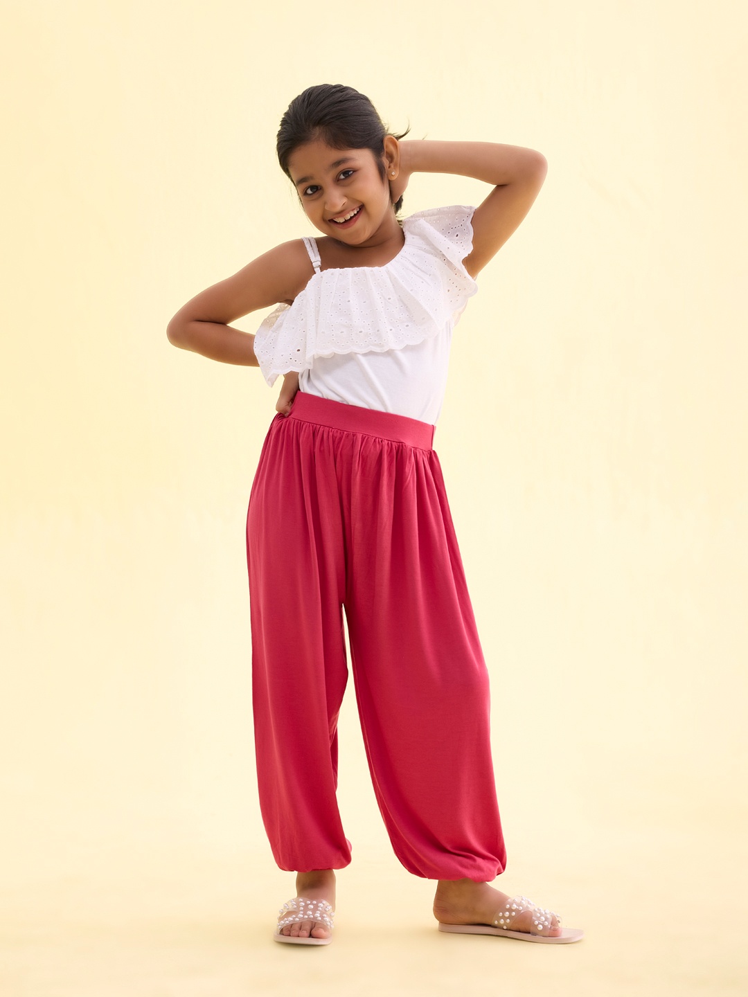 

Go Colors Girls Fuchsia Solid Relaxed-Fit Harem Pants