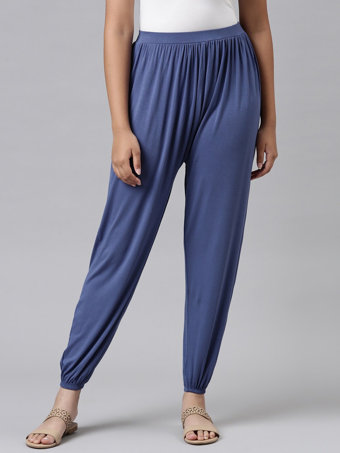 

Go Colors Girls Blue Solid Harem Pant