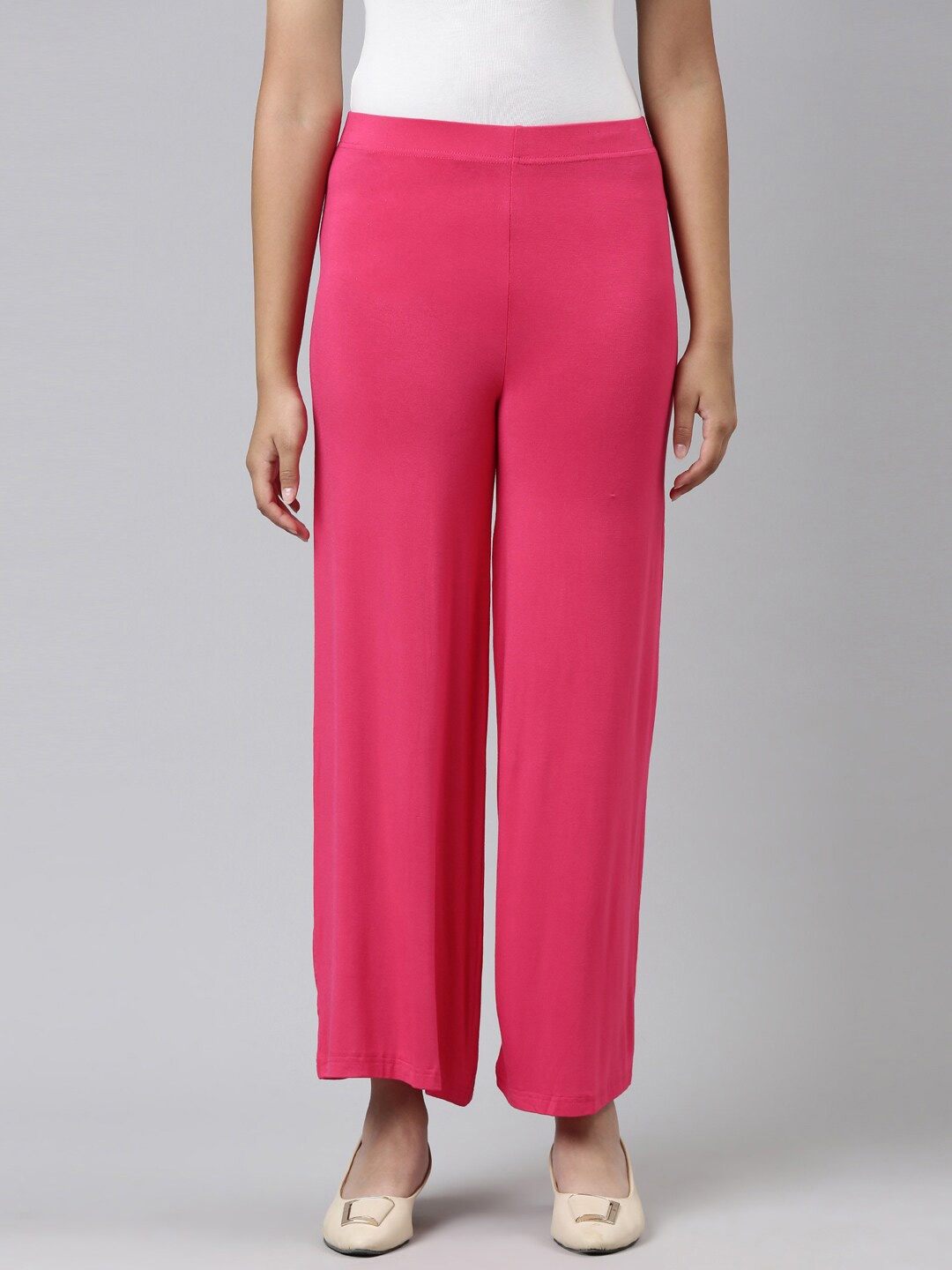 

Go Colors Girls Fuchsia Solid Flared Palazzos