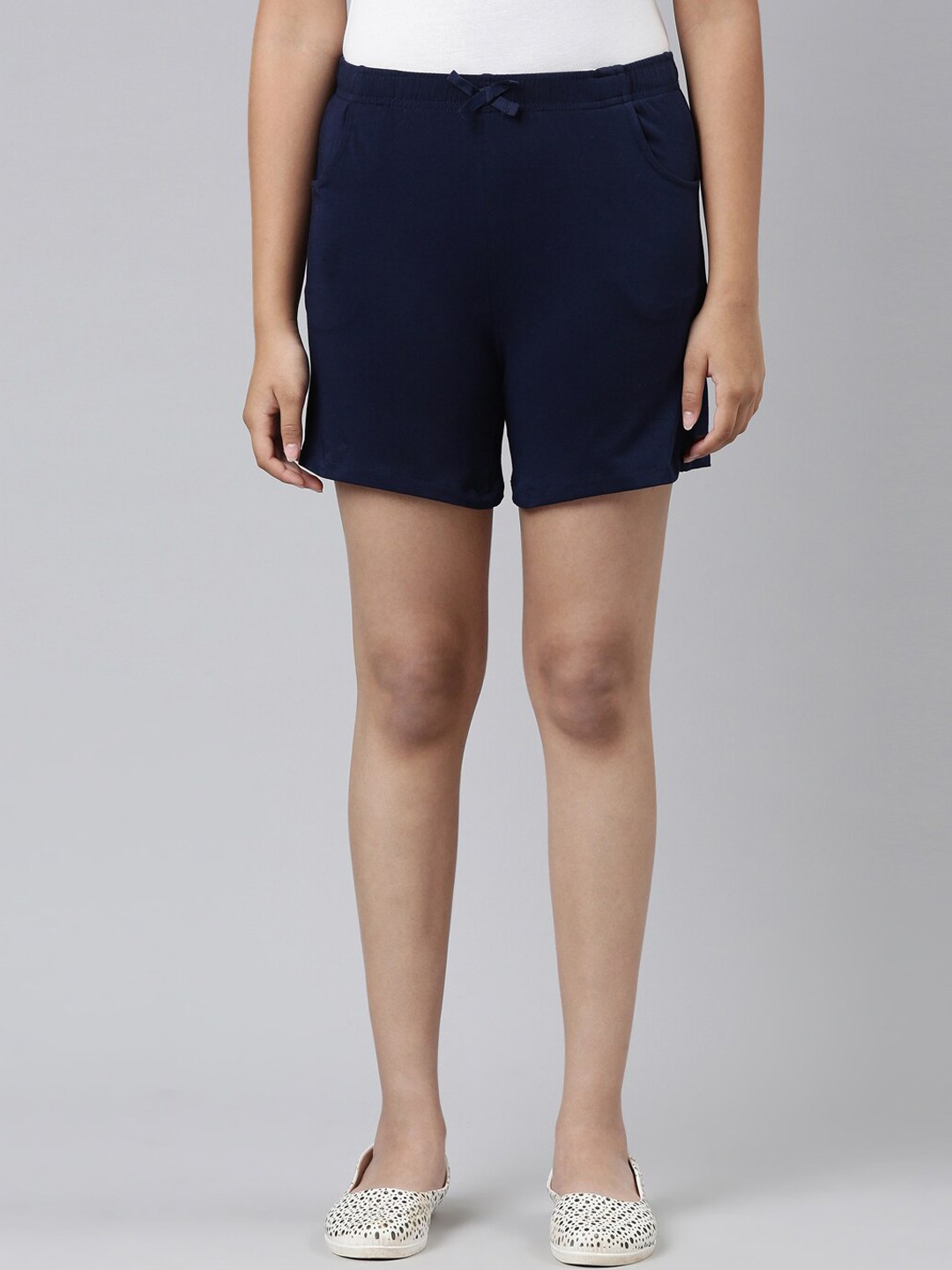 

Go Colors Girls Navy Blue Cotton Shorts