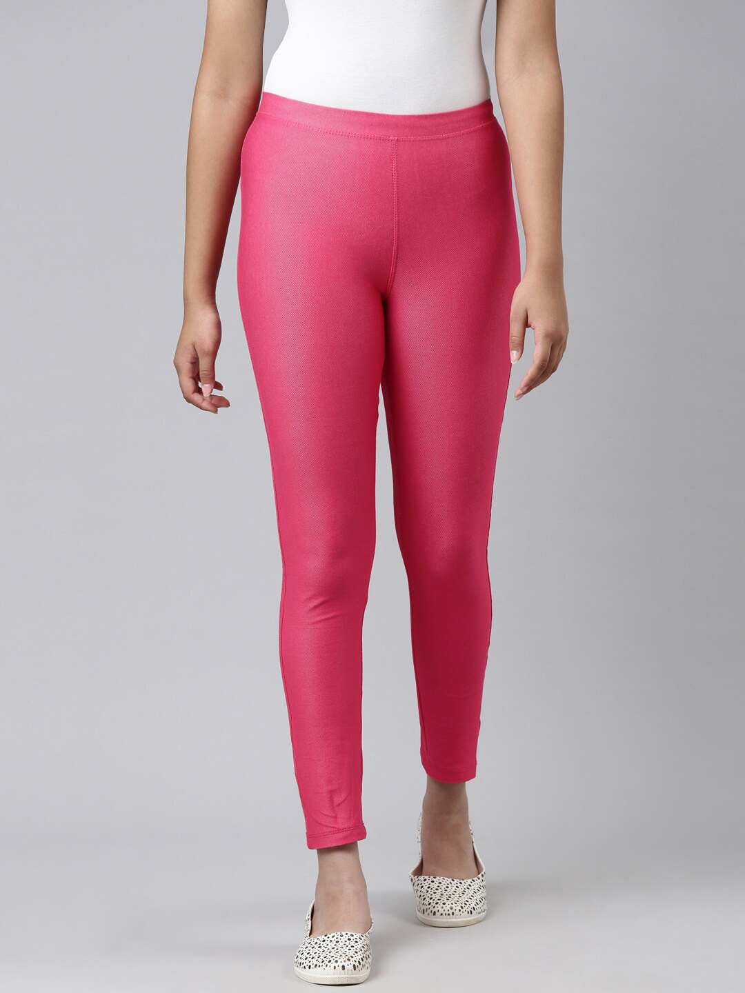 

Go Colors Girls Fuchsia Solid Ankle Length Slim Fit Jeggings