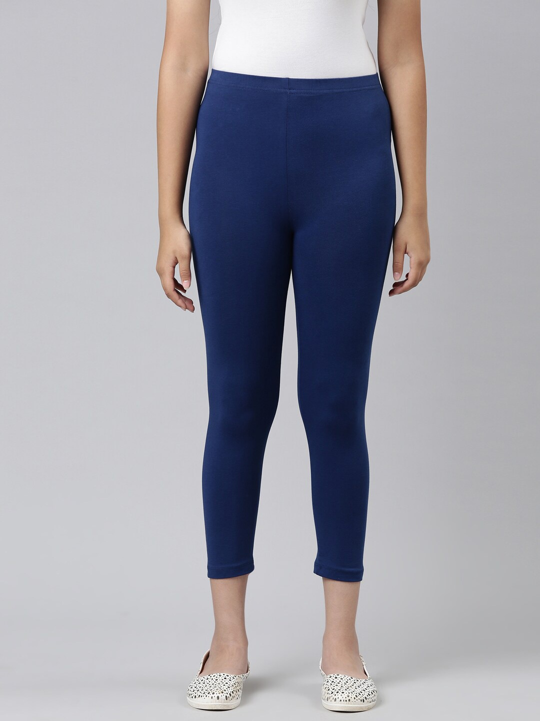 

Go Colors Girls Blue Solid Cropped Leggings