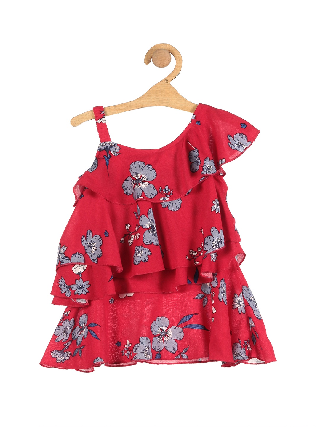 

Lil Lollipop Girls Red Floral Print Pure Cotton Top