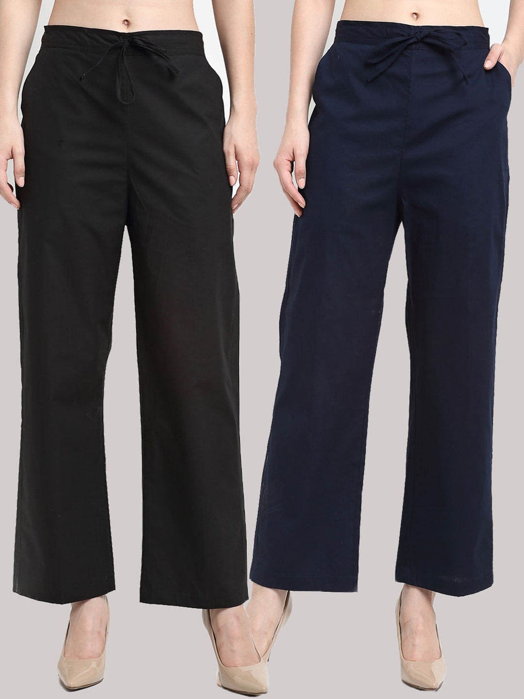 

GRACIT Women Black & Navy Blue Pack Of 2 Ethnic Palazzos