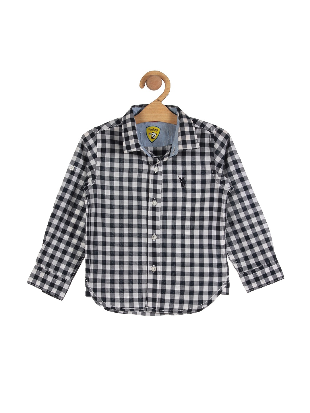 

Lil Lollipop Boys Navy Blue & White Buffalo Checked Casual Shirt