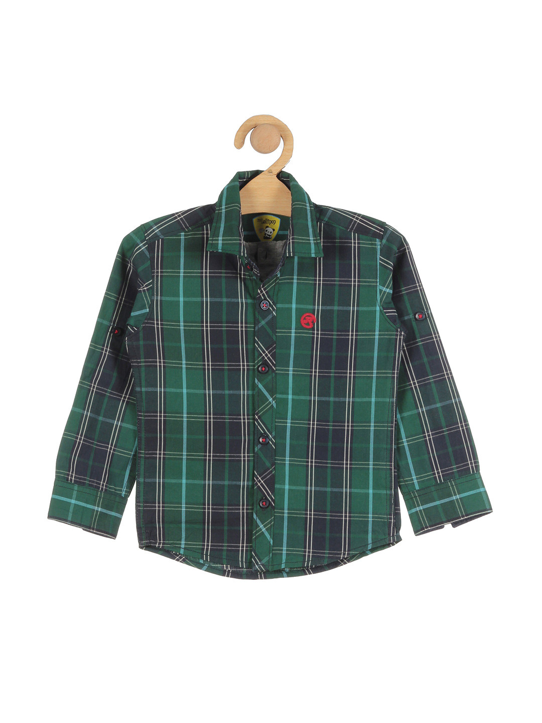 

Lil Lollipop Boys Green Tartan Checks Checked Casual Shirt