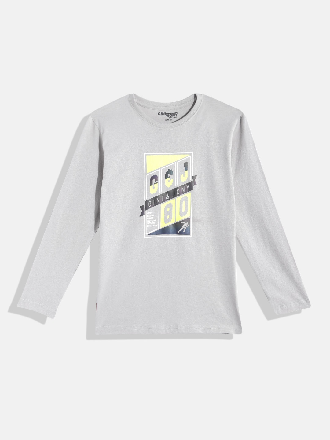 

Gini and Jony Boys Typography Printed Pure Cotton T-shirt, Grey