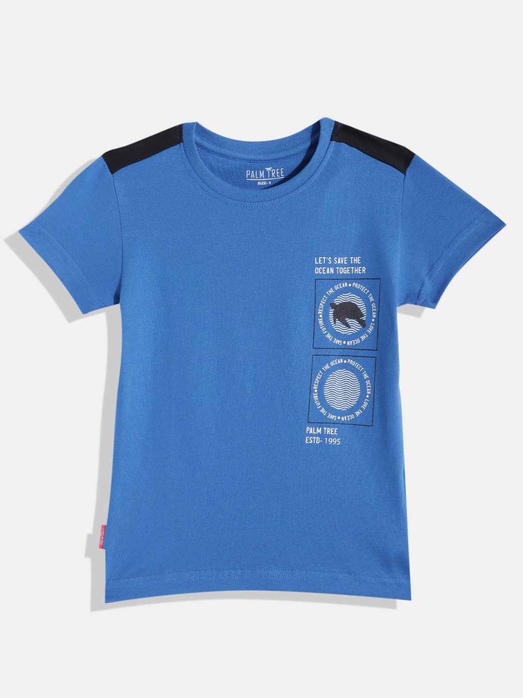 

Gini and Jony Boys Typography Printed Pure Cotton T-shirt, Blue