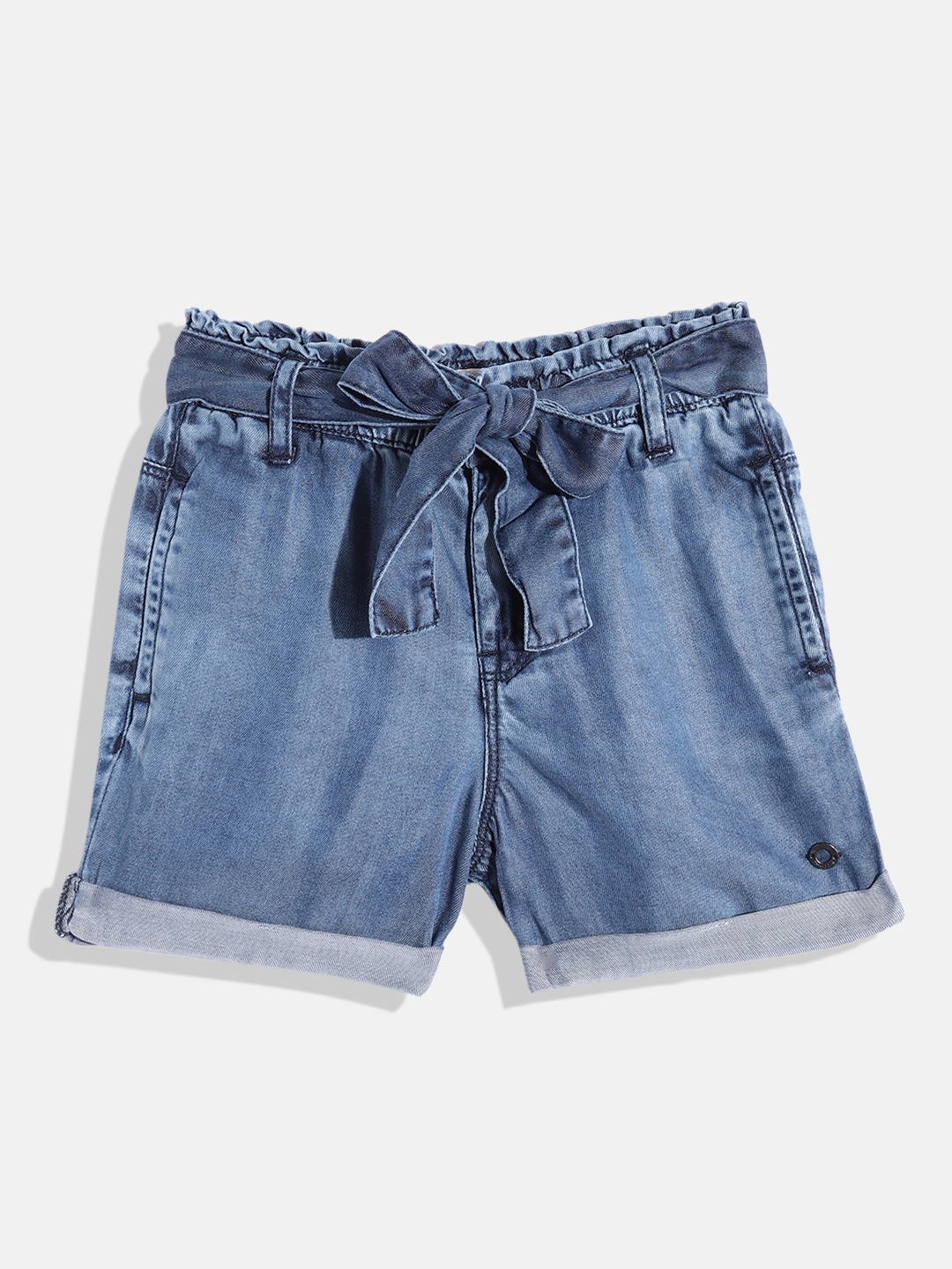 

Gini and Jony Girls Light Fade Mid-Rise Denim Shorts, Blue