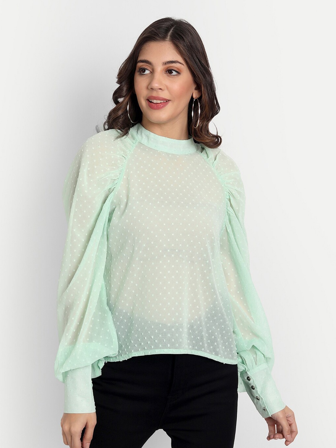 

ESSQUE Sea Green Georgette Top