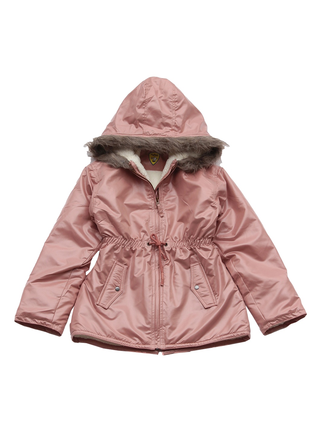 

Lil Lollipop Girls Rust Front Open Zipper Fur Lined Hooded Jacket