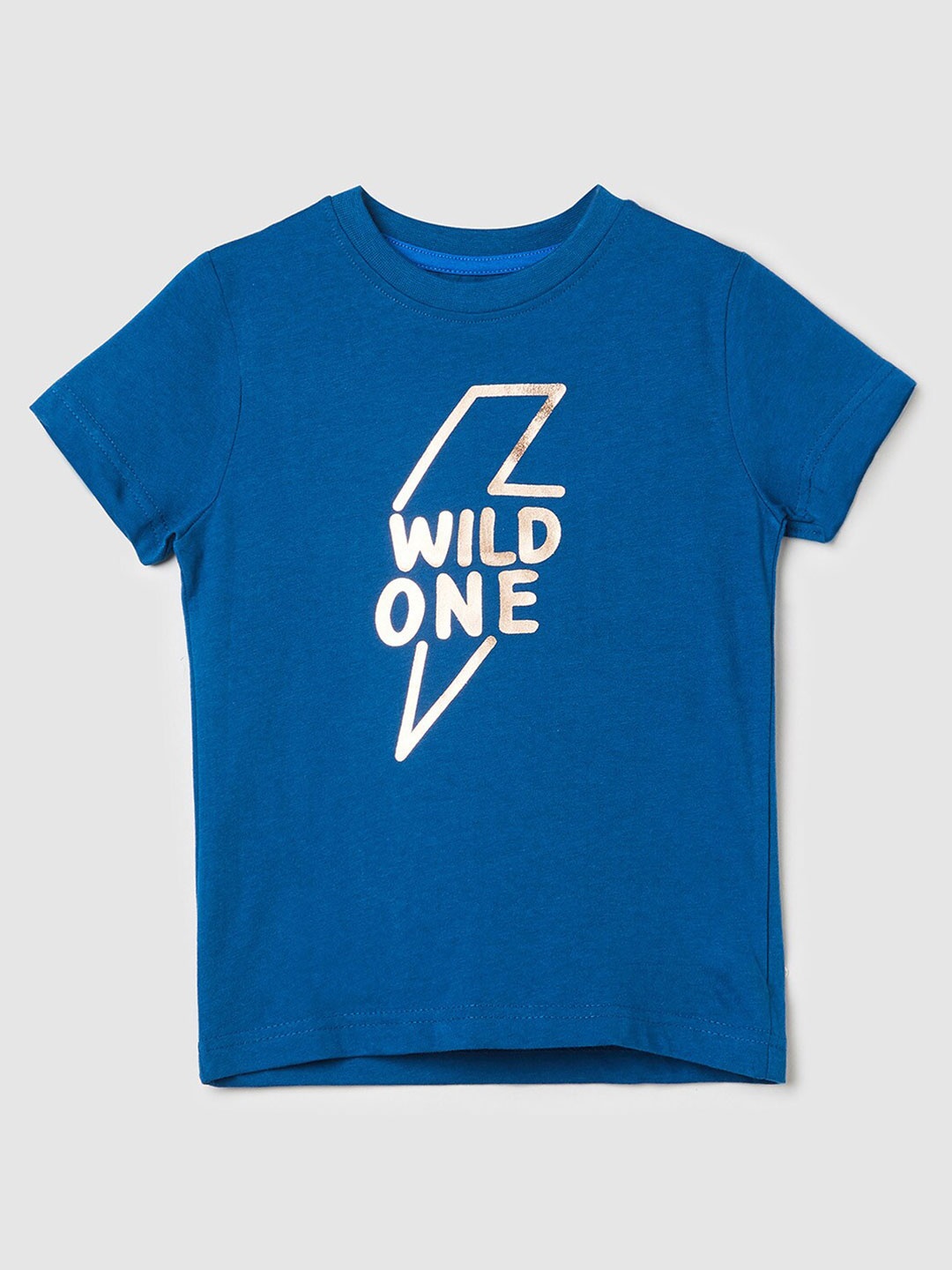 

max Boys Blue Typography Printed T-shirt