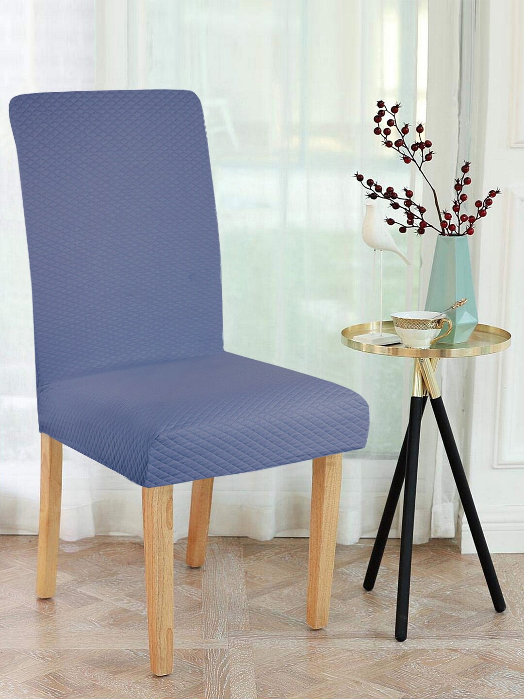 

HomeTown Blue Textured Stretchable Chair Cover