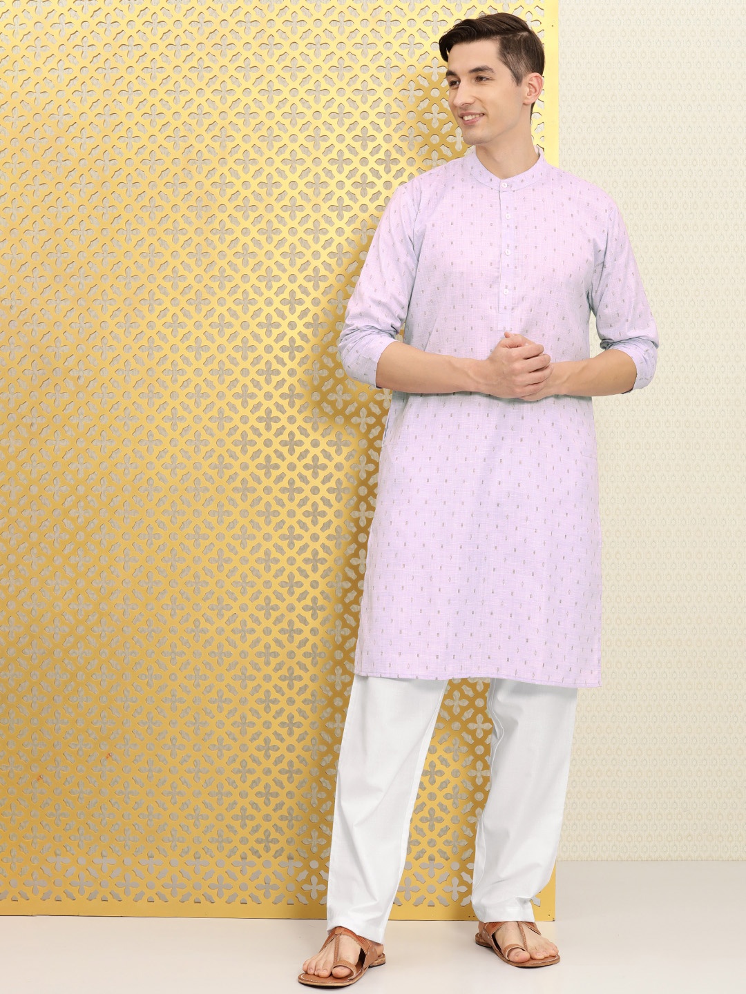 

Ode by House of Pataudi Men Purple Kurta with Pyjamas