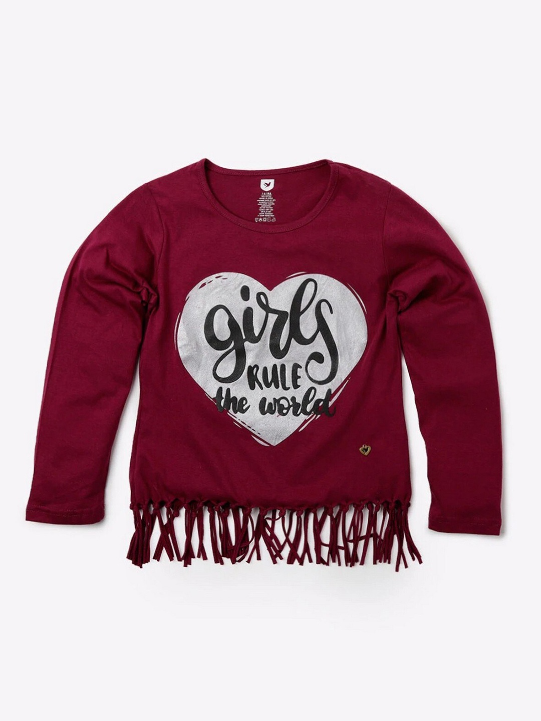 

612League Girls Red & White Printed Top