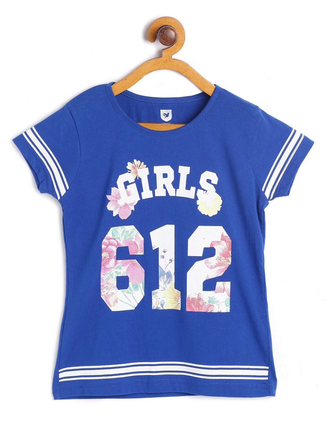 

612League Girls Blue & White Printed Top