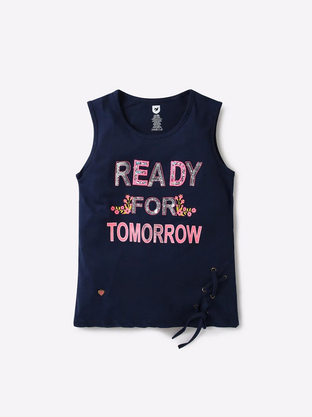

612League Girls Navy Blue Printed Top