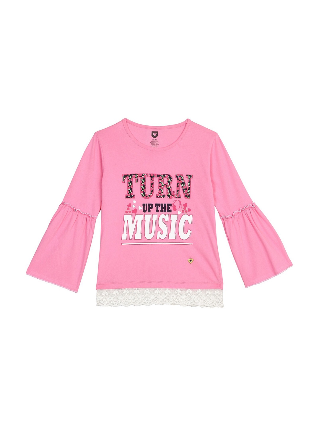 

612League Girls Pink Printed Top