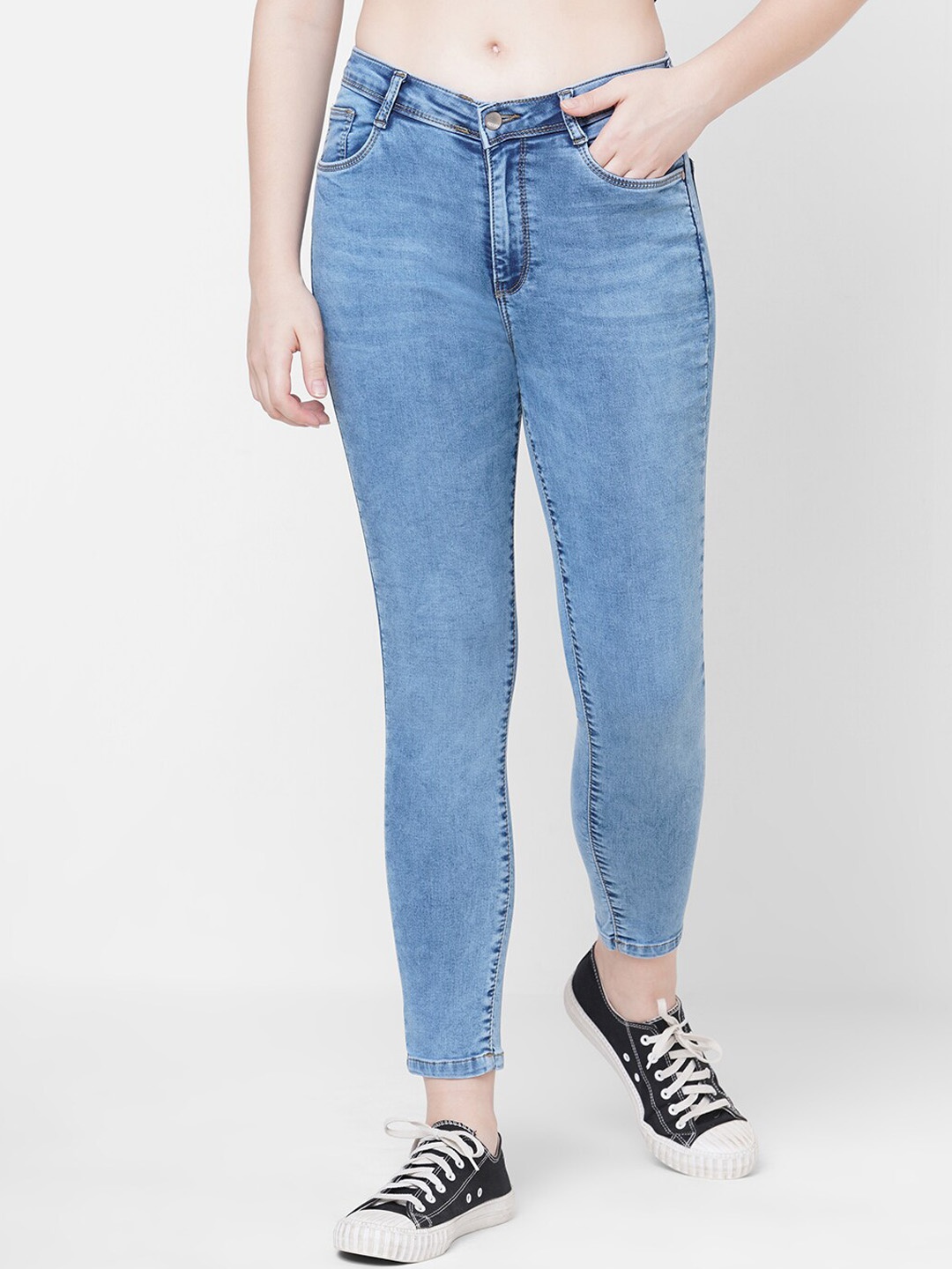 

Kraus Jeans Women Blue Skinny Fit High-Rise Light Fade Jeans
