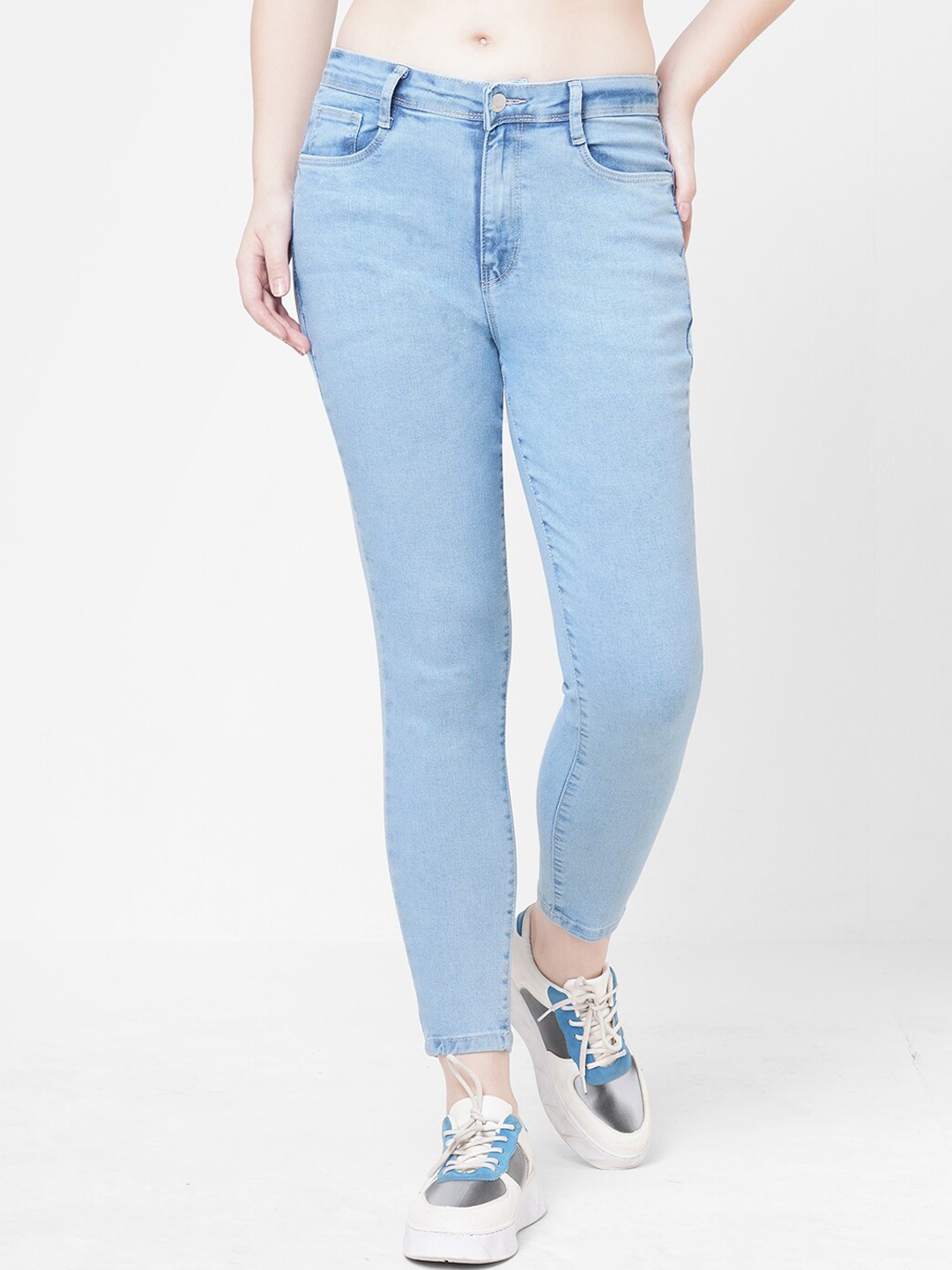 

Kraus Jeans Women Blue Skinny Fit High-Rise Light Fade Jeans