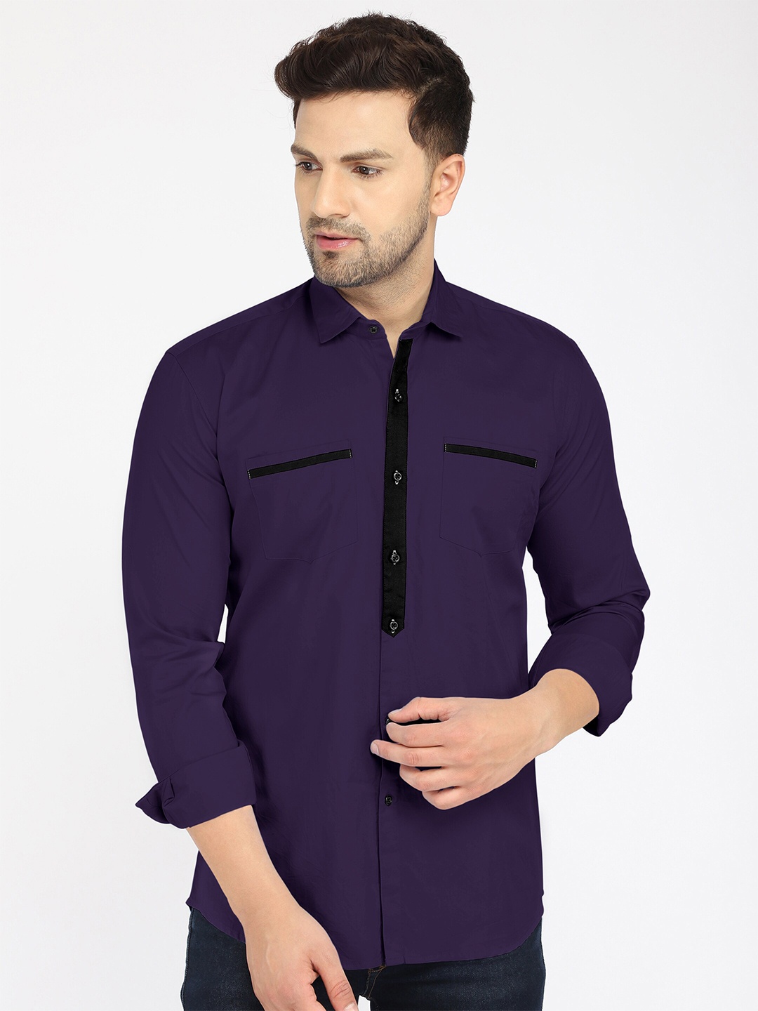 

Zombom Men Purple Standard Casual Shirt