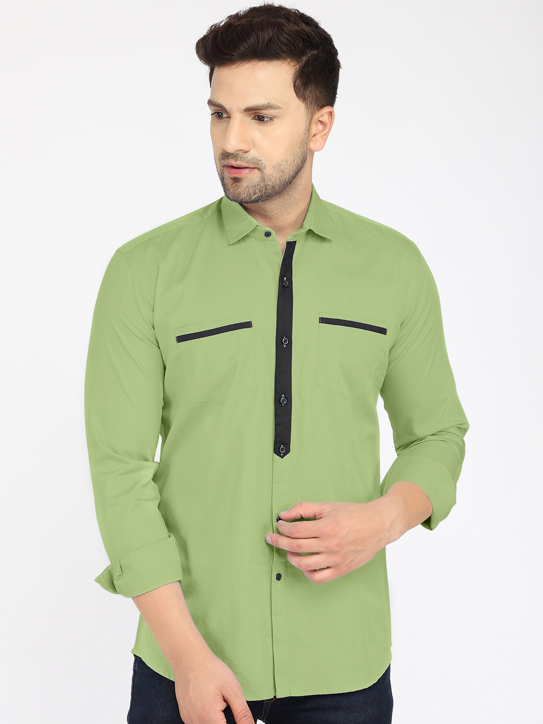 

Zombom Men Lime Green Standard Casual Shirt