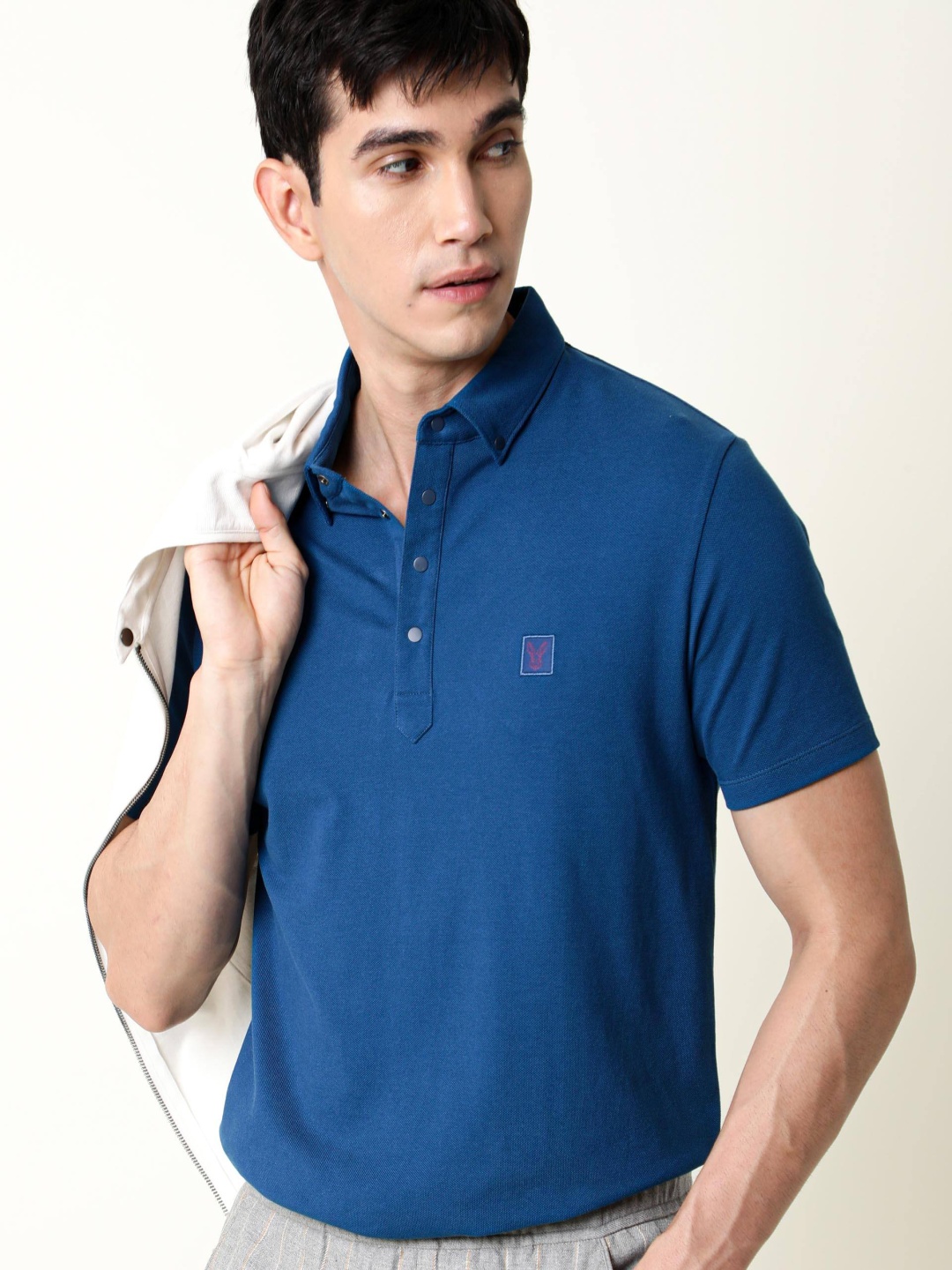 

RARE RABBIT Men Casso Polo Collar Slim Fit T-Shirt, Blue