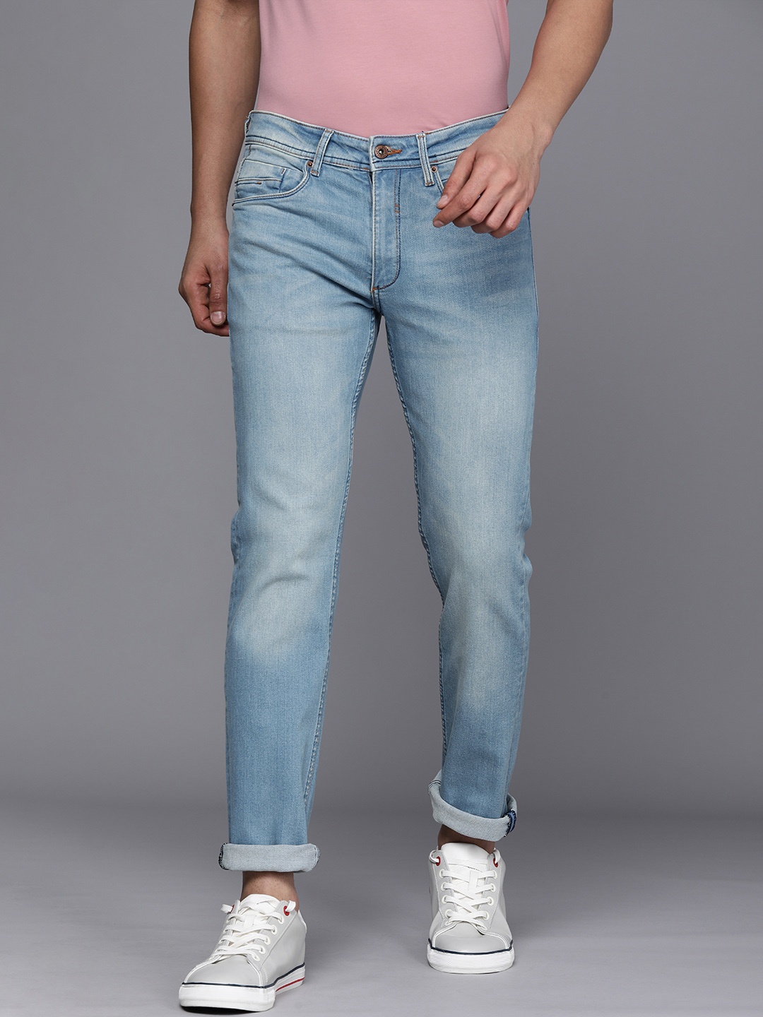 

Louis Philippe Jeans Men Blue Slim Fit Low-Rise Light Fade Stretchable Jeans