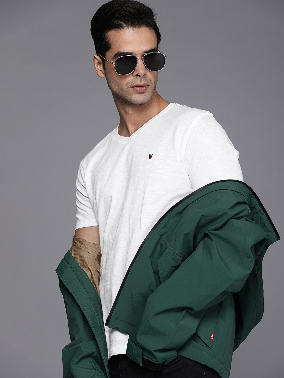 

Louis Philippe Jeans Men White V-Neck Pure Cotton T-shirt