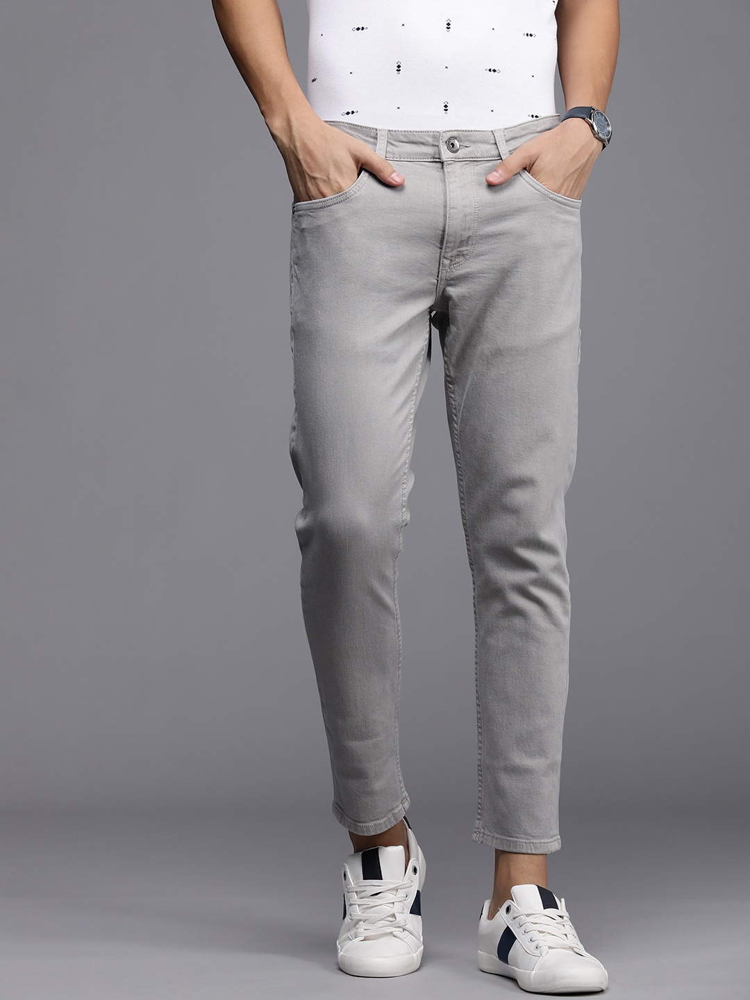 

Louis Philippe Jeans Men Grey Smart Slim Fit Low-Rise Stretchable Jeans