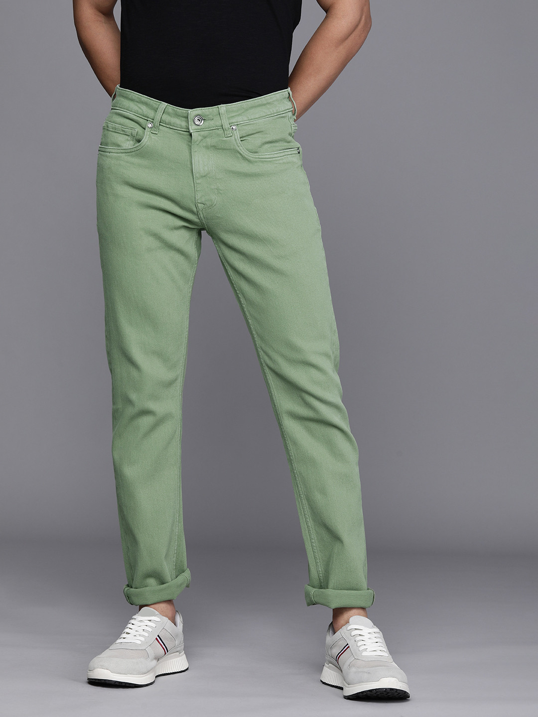 

Louis Philippe Jeans Men Green Slim Fit Low-Rise Stretchable Jeans