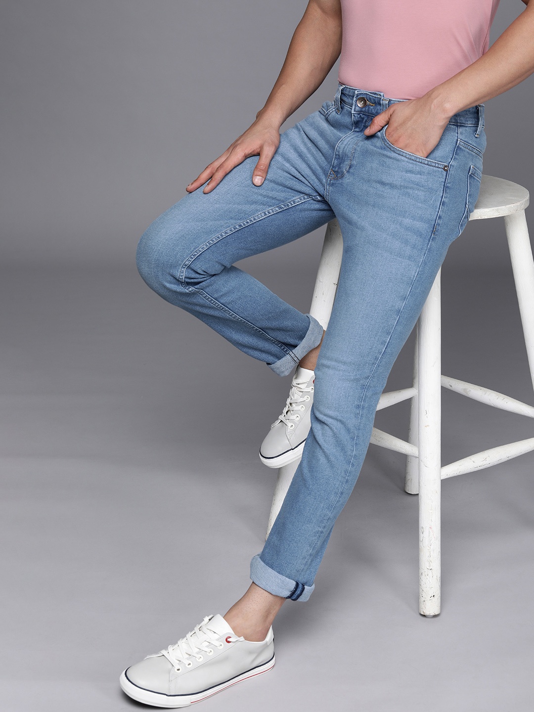 

Louis Philippe Jeans Men Blue Slim Fit Low-Rise Light Fade Stretchable Jeans