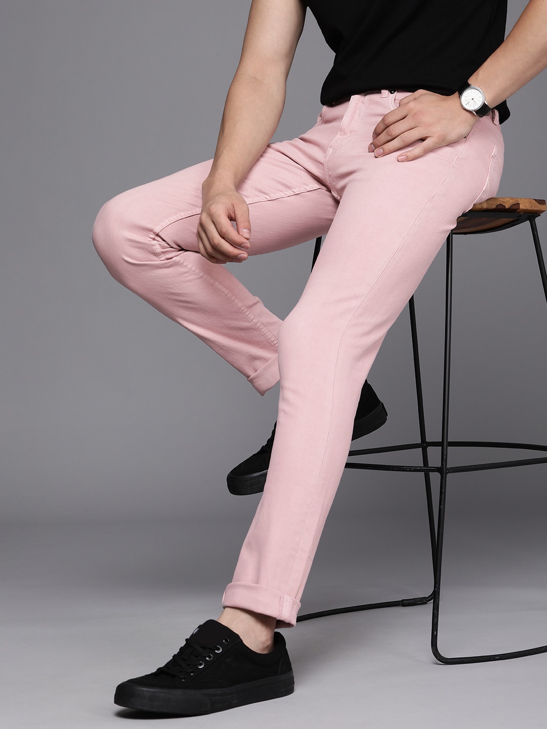 

Louis Philippe Jeans Men Pink Slim Fit Low-Rise Stretchable Jeans