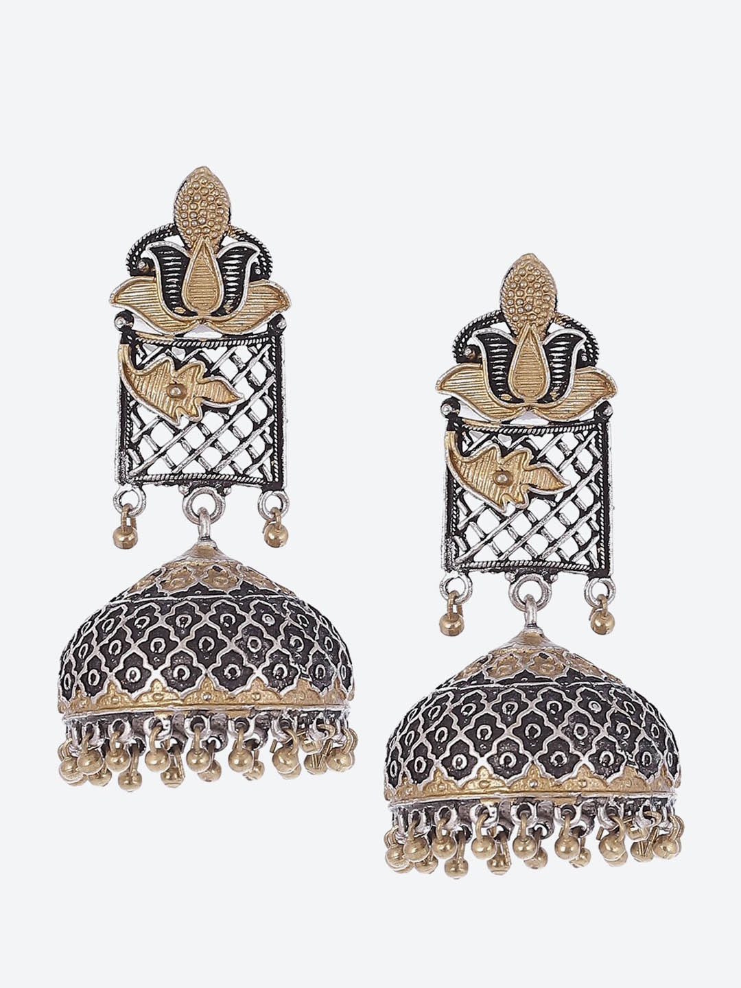 

Biba Gold-Toned Contemporary Jhumkas Earrings
