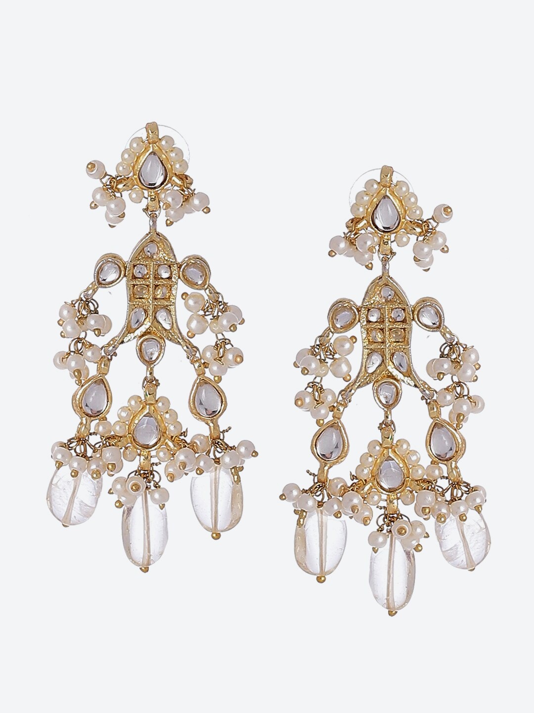 

Biba Gold-Toned & White Contemporary Drop Earrings