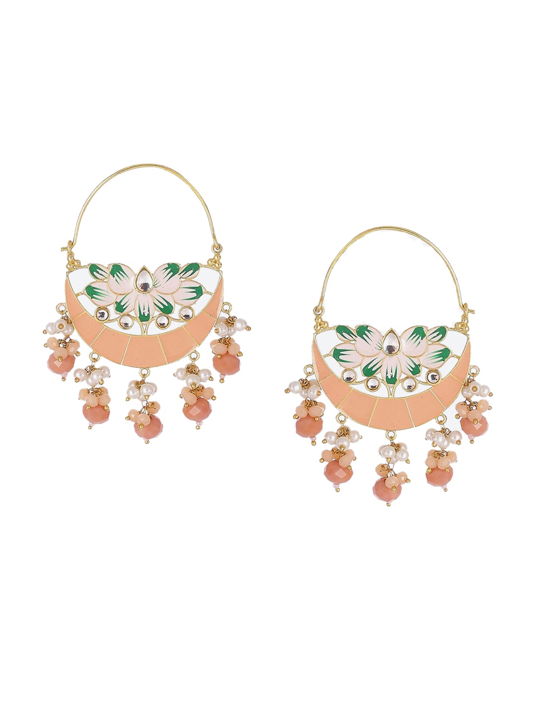 

Biba Peach-Coloured Contemporary Hoop Earrings