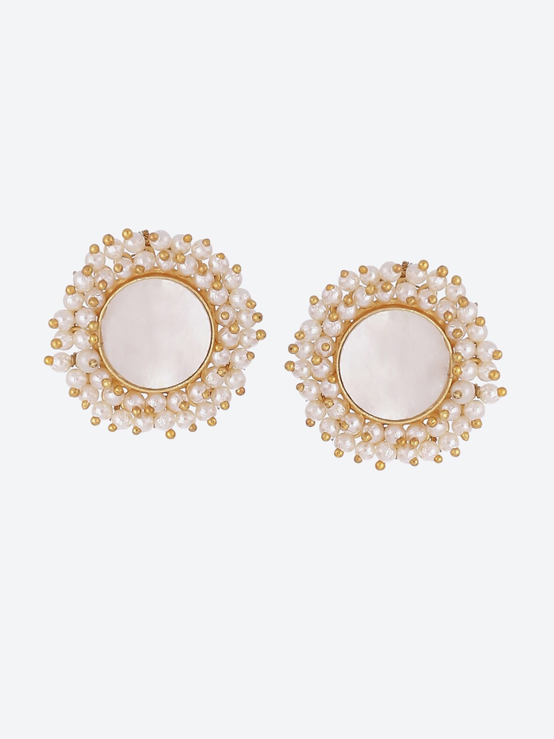 

Biba White Circular Studs Earrings