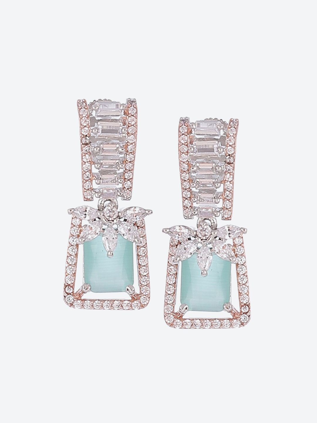 

Biba Green & Silver-Toned Contemporary Drop Earrings