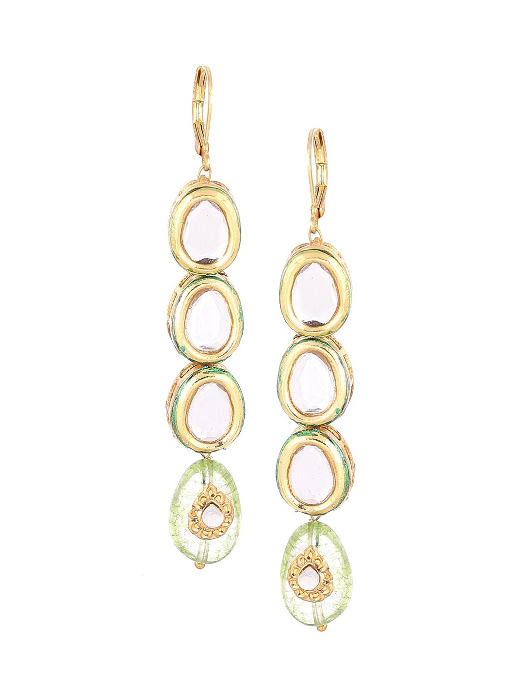 

Biba Gold-Toned & Green Contemporary Drop Earrings