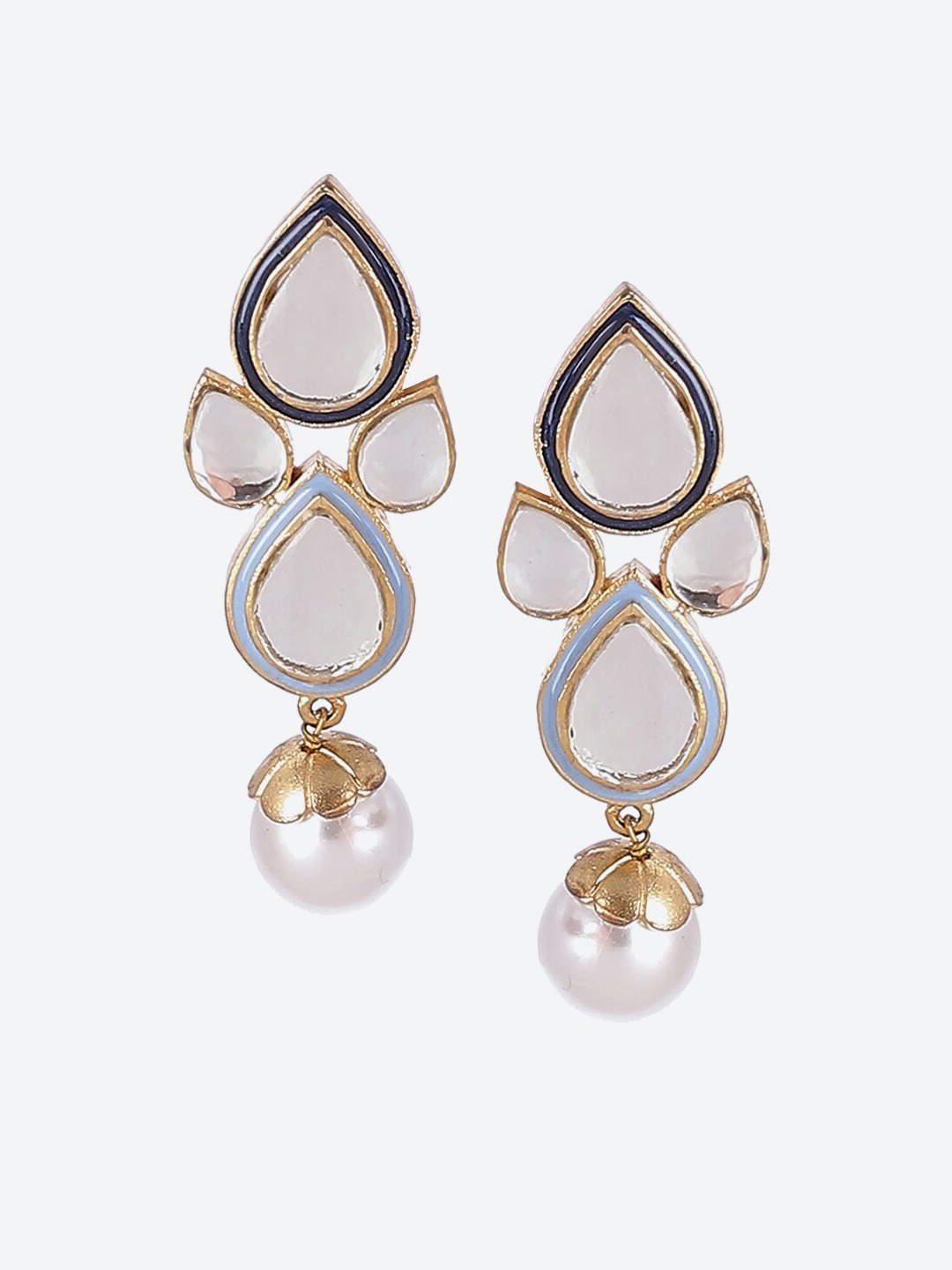 

Biba Gold-Toned Kundan & Pearl Studs Earrings