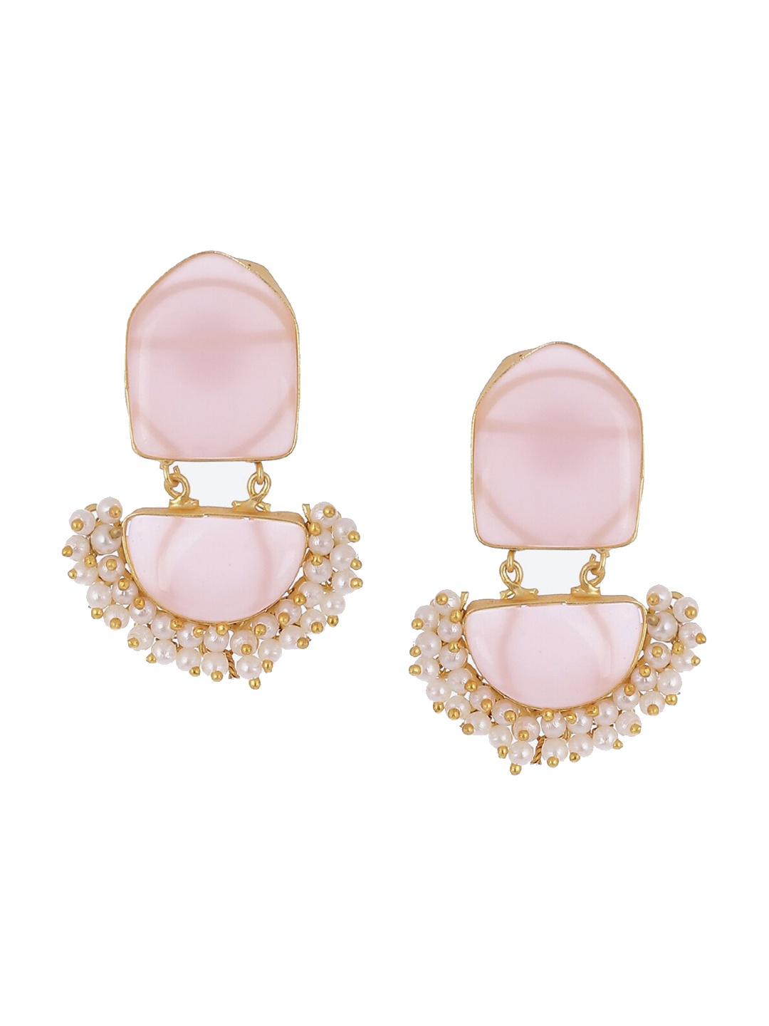 

Biba Peach-Coloured & Gold-Toned Contemporary Drop Earrings