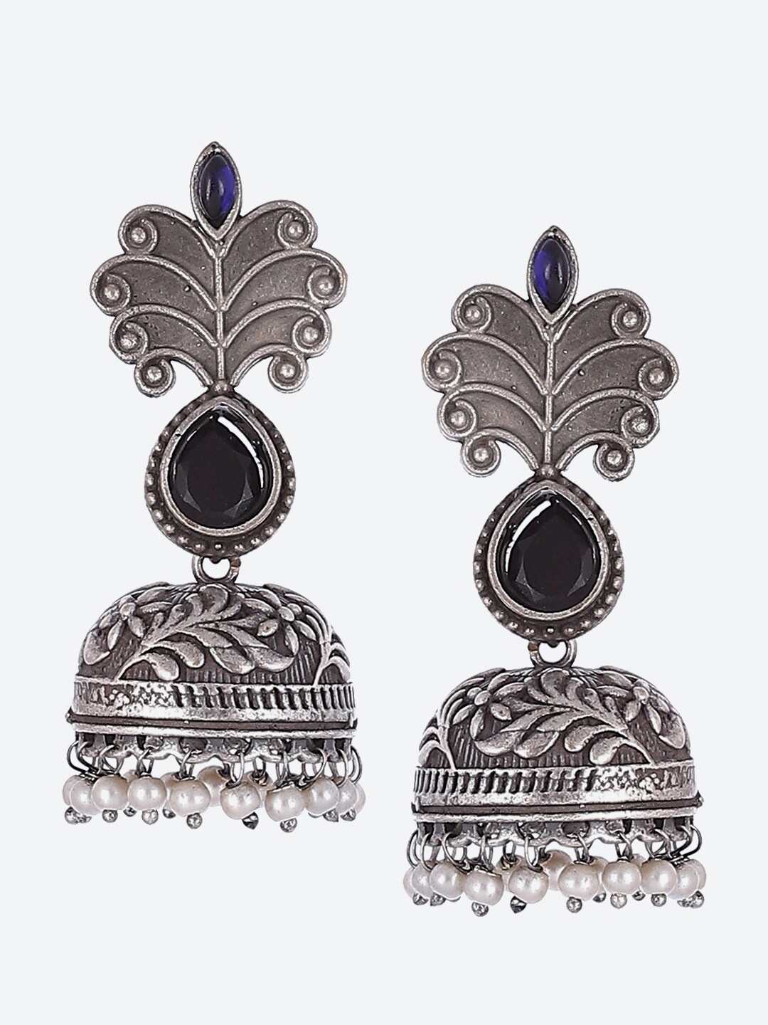 

Biba Women Gunmetal-Toned Contemporary Jhumkas Earrings, Metallic