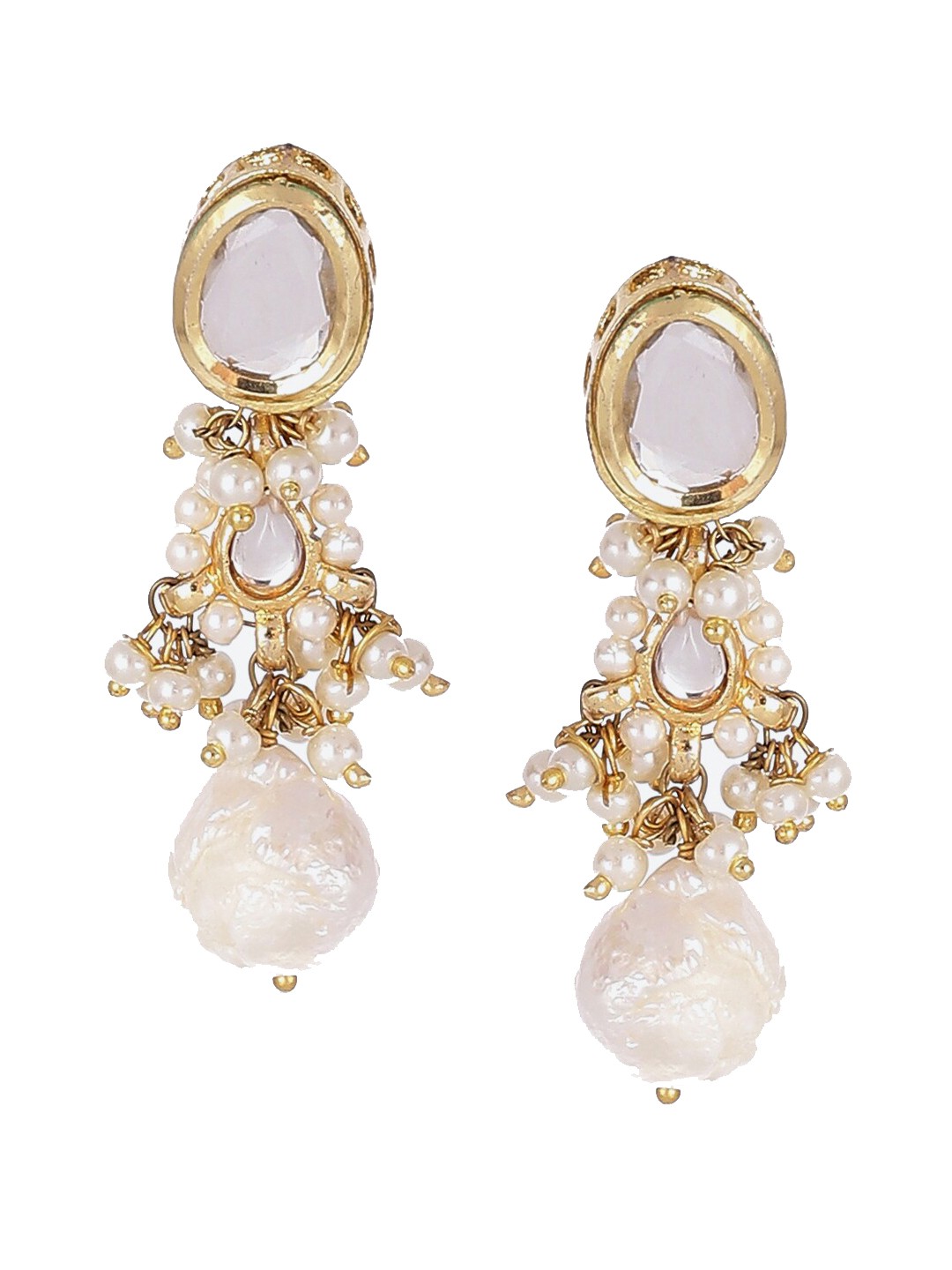 

Biba White Contemporary Jhumkas Earrings