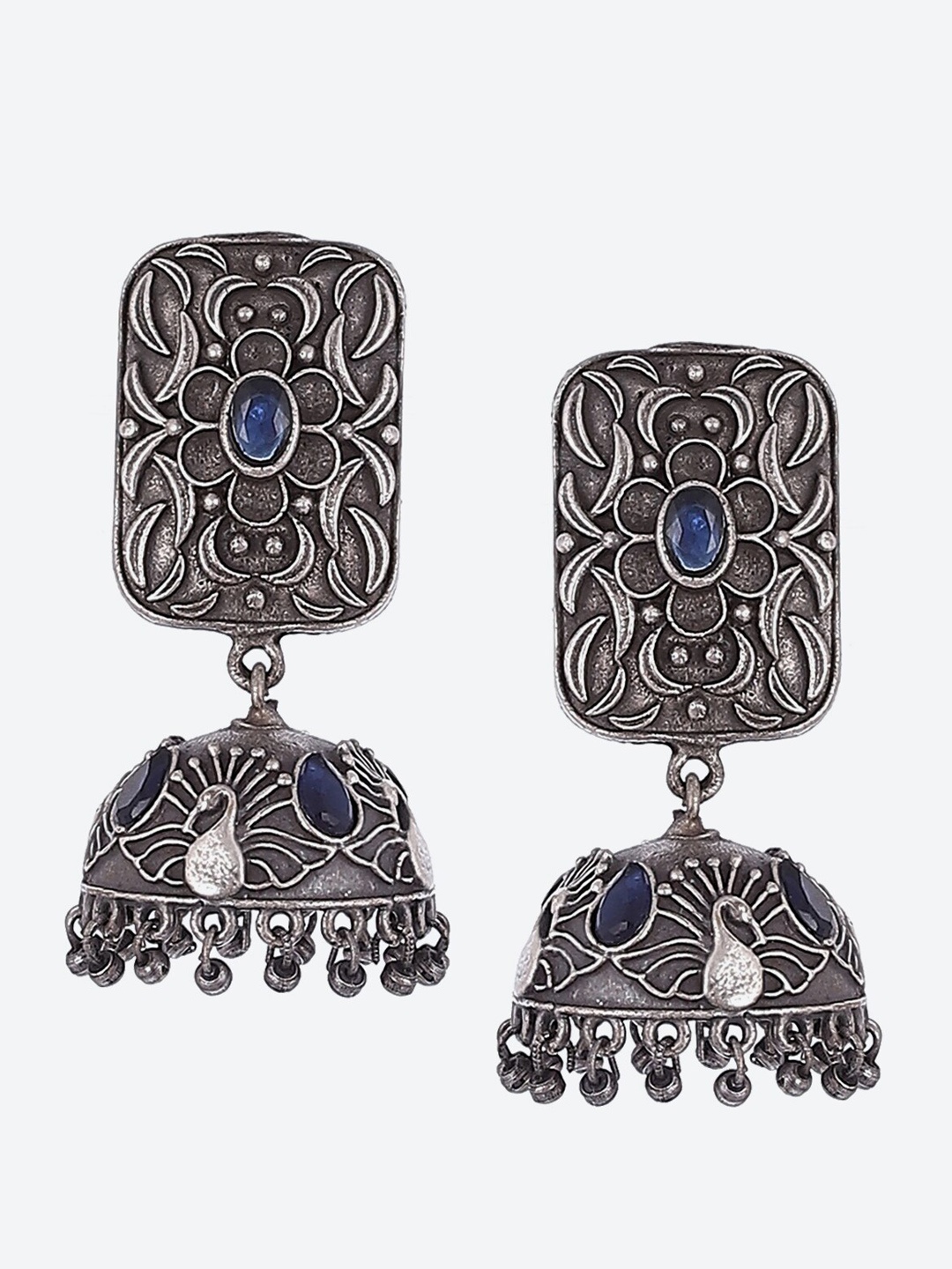 

Biba Gunmetal-Toned Contemporary Jhumkas Earrings, Metallic