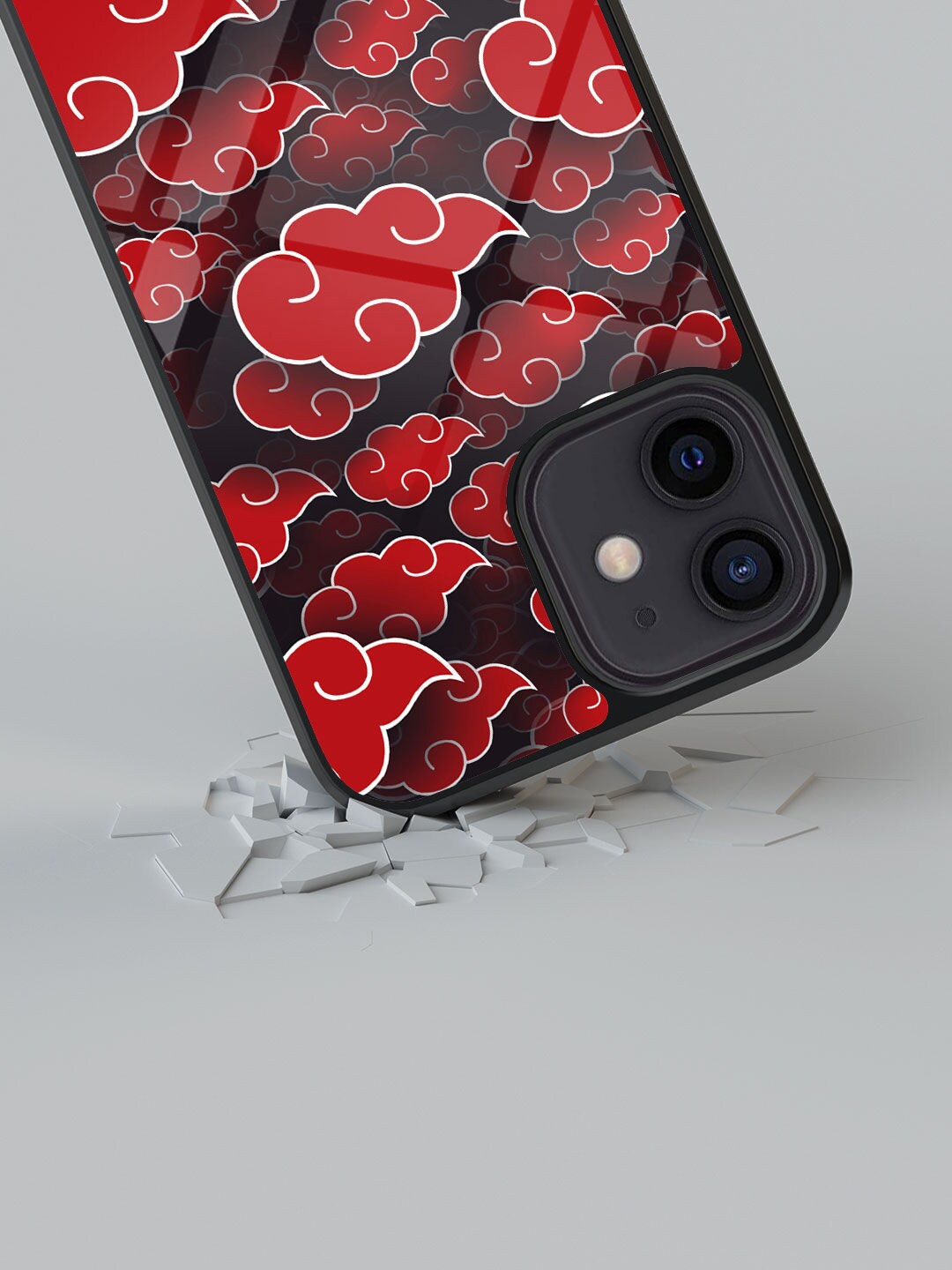 

macmerise Black & Red Akatsuki Clouds iPhone 12 Glass Case