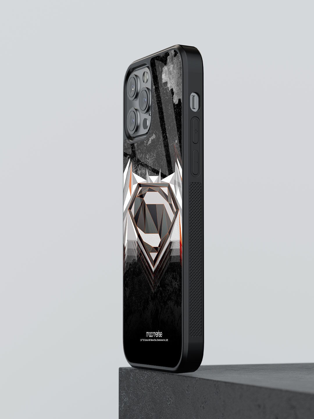 

macmerise Unisex Black Printed Men of Steel iPhone 12 Pro Max Glass Phone Back Case